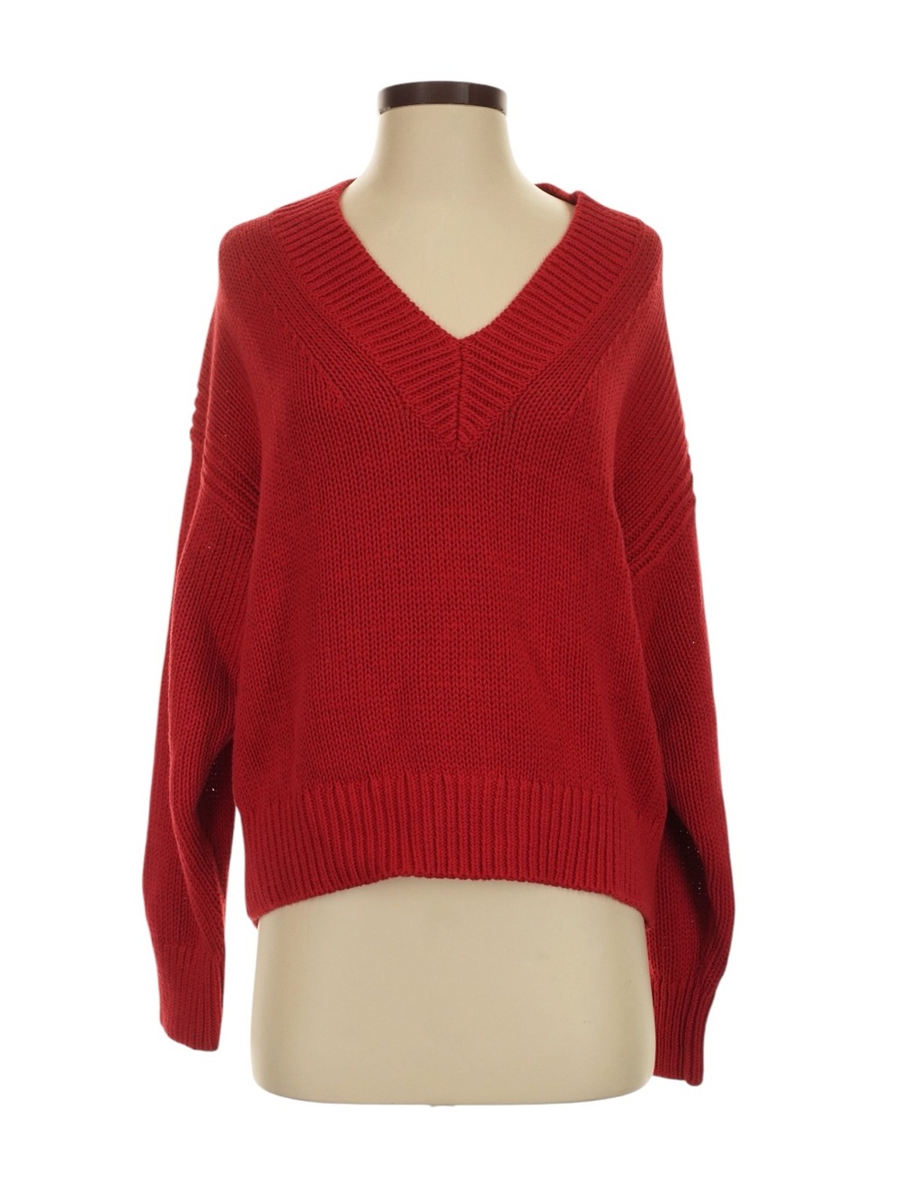 J. Crew Heritage Cotton Oversized V-Neck Sweater S Red Fisherman Preppy Summer
